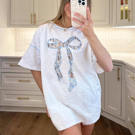 Bow Detail Oversized Tee