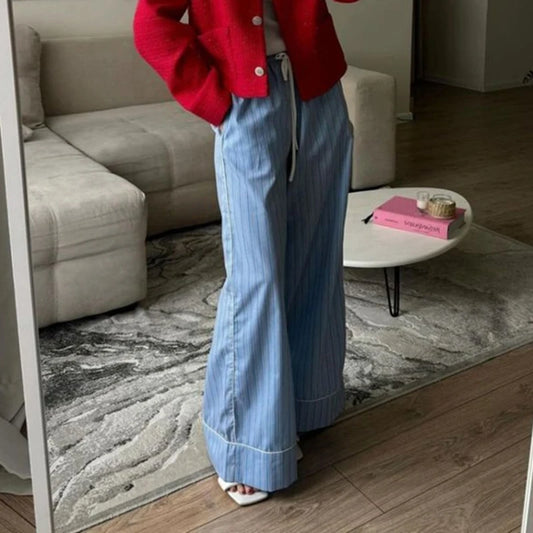 Soft Striped Palazzo Trousers
