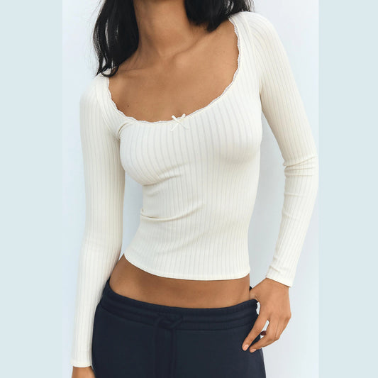 Slim Fit T-shirt Long Sleeve Lace