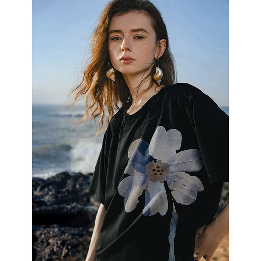 Watercolor Bloom Oversized Tee