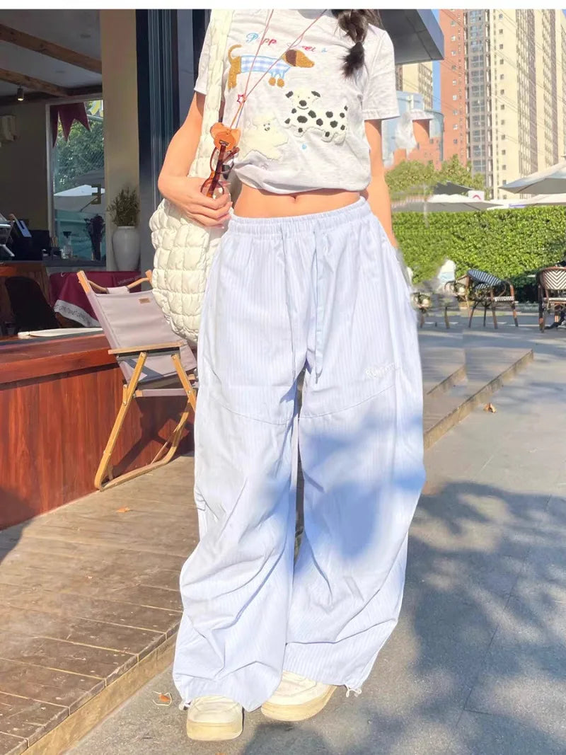 Soft Stripe Drawstring Trousers